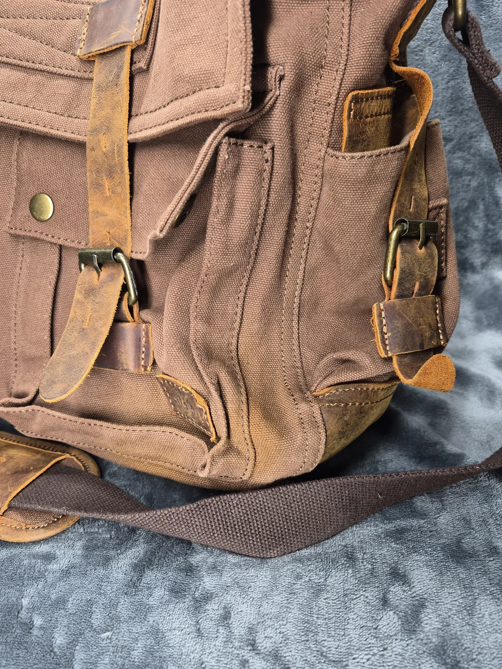 Lifewit Vintage Canavas Messanger Lap Top Bag Heavy Duty Cotton Leather Acent